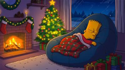 Ｓｗｅｅｔ Ｄｒｅａｍ Bart Simpson Lofi Mix Deep Sleep on a Snowy Christmas Night