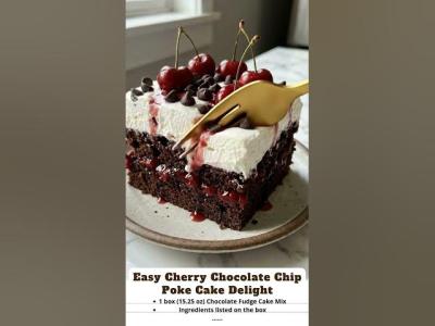 Easy Cherry Chocolate Chip Poke Cake Delight