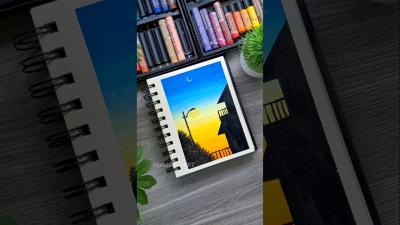 Easy Sunset to Night Sky Drawing  Oil Pastel Scenery Step by Step