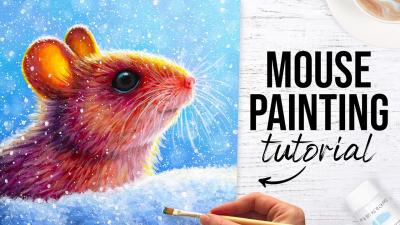 How to Paint a Winter Mouse  Easy Acrylic Painting Tutorial for Beginners