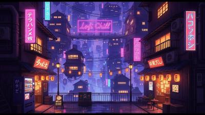 Japanese City Rainfall  Chillhop Mix  Study Focus Relax  Japanese Future Town