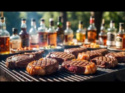  Live Cooking New York Steak 1010 Cooking Tutorial on BBQ 1010 Whiskey Bottles 