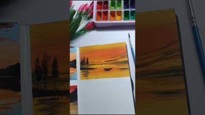 Paint with me easy sunset painting ytshortsshorts