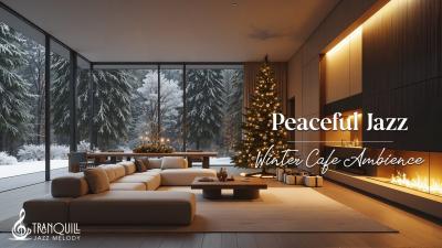 Peaceful Winter Cafe Jazz Music  Cozy Coffee Shop Ambience with Warm Fireplace for Work and Study