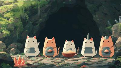 Warrior Cat LoFi Chillhop  Cozy Cave Campfire Beats for Focus  Sleep