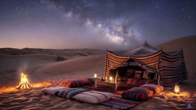 Arabian Desert Tent Ambience  Campfire  Desert Wind Sounds for Sleep  Relax  7H