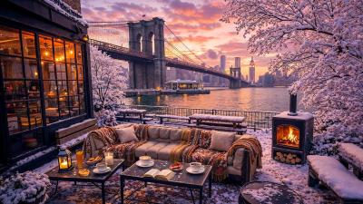 Calm Evening Jazz in New York Cozy Winter Café Ambience  Jazz Relaxing Music for Study Focus