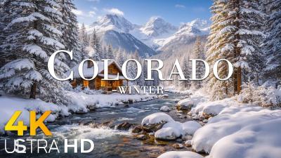 Colorado Winter 4K  Snowy Mountains Frozen Forests  Peaceful Alpine Scenery UHD