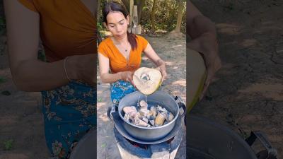 Cow legs soup with fresh coconut