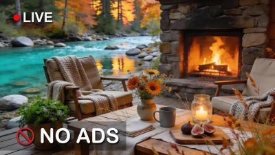 Cozy Autumn Jazz in the Forest Smooth Jazz  Fireplace Ambience for Relax  Focus