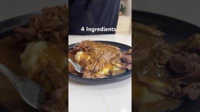 Easy 4 Ingredient Pot Roast cooking recipe crockpot t