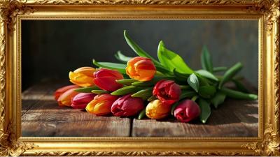 Elegant Tulip Flowers  4K Oil Painting TV Wallpaper for Relaxation  4K Frame TV Art