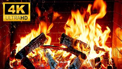  Gentle 4K Fireplace with Crackling Fire Sounds  Relaxing Logs  Soft Flames  Fireplace Ambience
