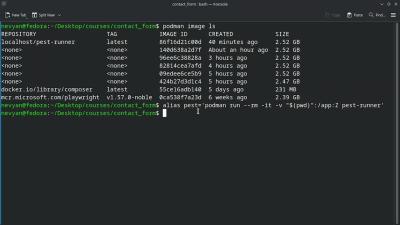 Laravel Pest on Fedora with Docker container