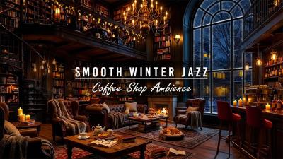  Library Coffee Shop Ambience with Smooth Winter Jazz  Fireplace Sounds for Reading Study Work