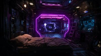  Neon Purple Spaceship Bedroom  Brown Noise Journey to Deep Sleep  Energy Renewal