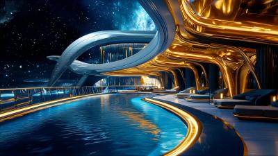  Orbiting Starship Infinity Pool  Dark SciFi Ambient Soundscape for Meditation  4K  5 Hours