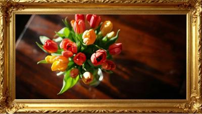 Peaceful Tulip Landscape  4K Oil Painting Wallpaper for Home Background  4K Frame TV Art