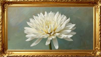 Serene Chrysanthemum Reflections  4K Oil Painting Wallpaper for Relaxation  4K Frame TV Art