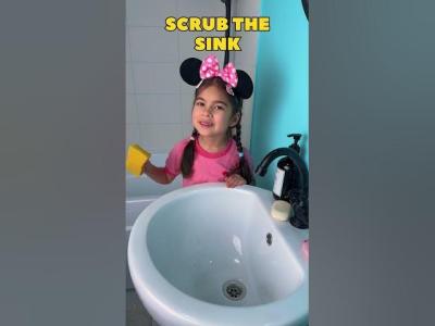  She HELPS Clean the BATHROOM shorts kidsstories