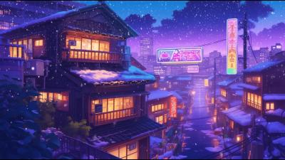   80s  1990s Nostalgic Snow Lofi Beats for Focus  Relax  The Japanese Town