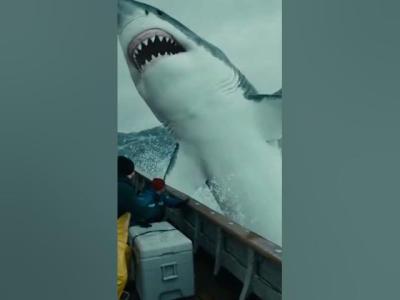 A great white shark leaps from the ocean straight into a fishing boat captured on camera...
