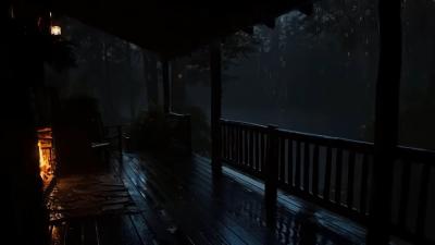 AdFree Cozy Rain  Thunder Ambience  Crackling Fireplace Soft Rainfall  Serene Woodland Night 