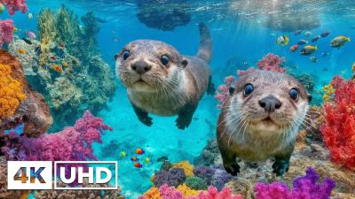 Aquarium 4K VIDEO ULTRA HD Beautiful Coral Reef Fish  Relaxing Sleep Meditation Music