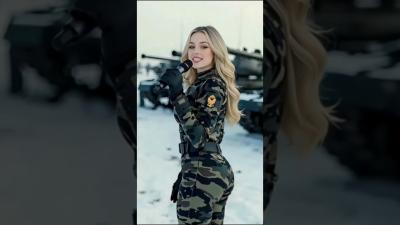 Beautiful Russian Female Soldier sings KATYAUSHA during military practice militarywoman katyusha