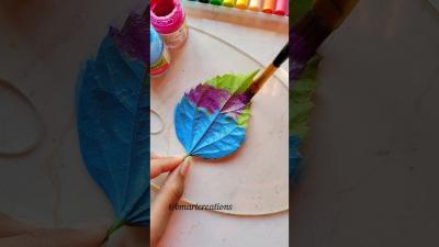 Colourful leaf painting shorts painting leafpainting shortsvideo colors ytshorts drawing