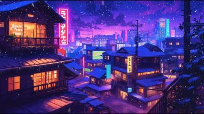   Cozy 80s 90s Snow  Lofi Hip Hop for Study  Relax  The Japanese Town