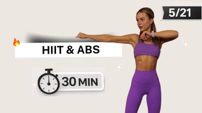 DAY 5 21Day Challenge  HIIT Cardio  Abs Workout  No Equipment 30 Min