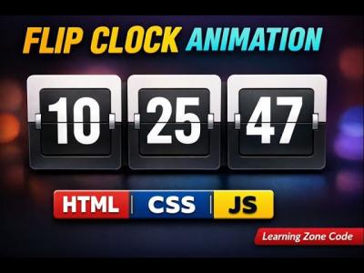Flip Clock Animation in HTML CSS  JavaScript  Digital Countdown Clock Tutorial html css js