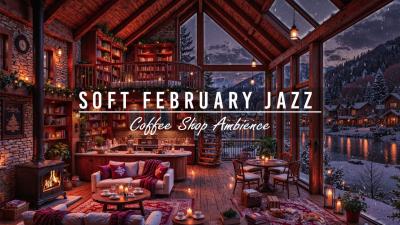 Jazz Relaxing Music  Fireplace Sound Soft February Jazz Music at Cozy Winter Coffee Shop Ambience