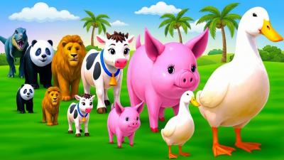 Long Slide Game With Cow Elephant Gorilla Hippopotamus Tiger 3d Animal Game Funny 3d Animals