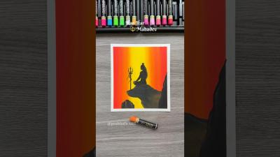  Lord Shiva Meditation Drawing  Easy Oil Pastel Sunset Art  