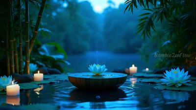 Spa Music with Bamboo Fountain  Gentle Piano