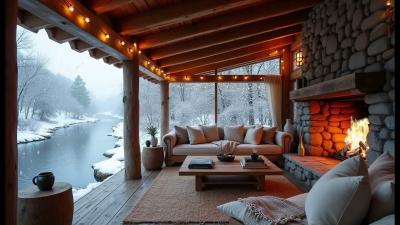 Warm Fireplace Ambience with Soft Piano  Deep Calm Stress Relief  Focus