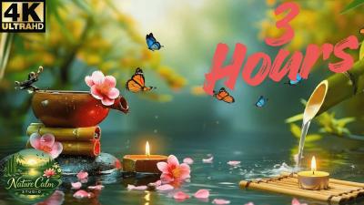 Beautiful Zen Garden with Butterflies  Flowing Bamboo Water  Relaxing Nature Ambience