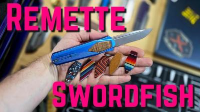 CUSTOM INLAYS  GRAVITY KNIFE  REMETTE SWORDFISH custom handmade project