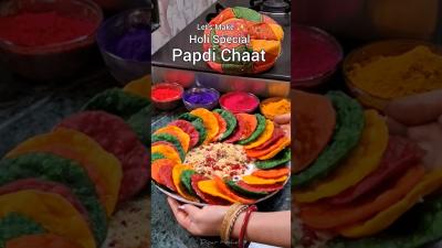 Holi Special Colourful Papdi Chaat  Easy Party Snack  Dipar Heshel Shorts