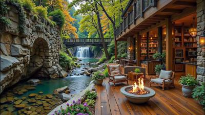 Peaceful Piano Spring Porch View  Lake Water  Birdsong Ambience for Calm Mornings  Deep Focus