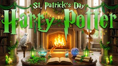 St. Patricks Day in Dumbledores Office  Relaxing Wizard Fireplace Ambience  Harry Potter Music