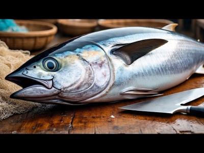 The Story of Fresh Tuna From Fisherman to Market cut by experts ends up on the Dinner Table.