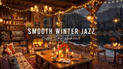 Warm Winter Night with Relaxing Jazz Instrumental Music Coffee Shop Ambience  Smooth Jazz Music