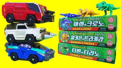 공룡메카드 아렌 크로노 알키온 티톤 티라노 트리케라 공룡 장난감 신제품 6종 DinoMecard dino toys