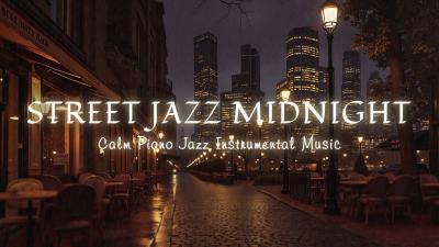 Calm Midnight Street Jazz Insutrumental Music  Rain Ambience for Sleep Stress Relief