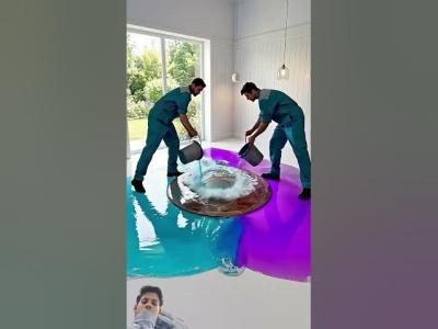 Craziest Epoxy Floor Transformation Ocean waves  Aquarium epoxyfloor satisfying renovationdiy