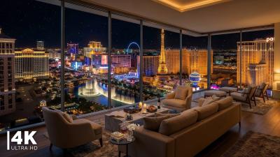 Dreamy Las Vegas Night  Luxury Apartment Ambience  Elegant Jazz Piano Background for Relax Sleep