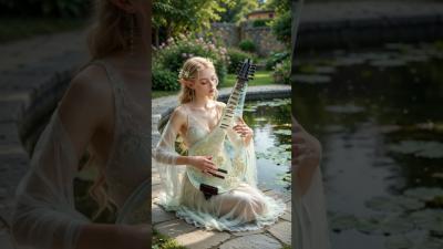 Ethereal Melodies The Crystal Lute by the Sacred Pond Shorts Lute Elf Fantasy